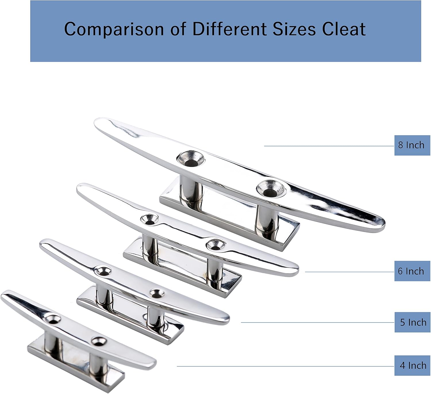 Thorn Boat 316 Stainless Steel Marine Dock Cleat - Heavy-Duty Flat Top Deck Mooring Cleats for Boats, Docks & Piers