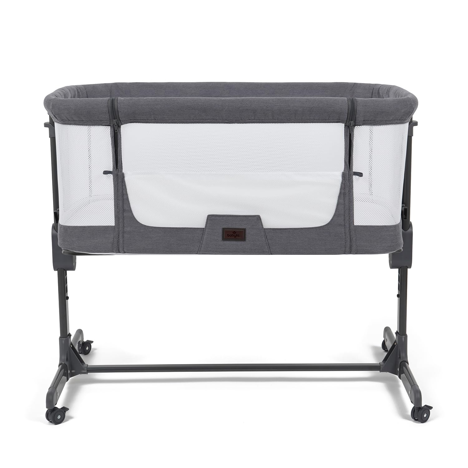 BABYLO Aurora 2-in-1 Co Sleeper, Nachttisch & eigenständiges Babybett mit Matratze, 0-6 Monate (9 kg), Grau