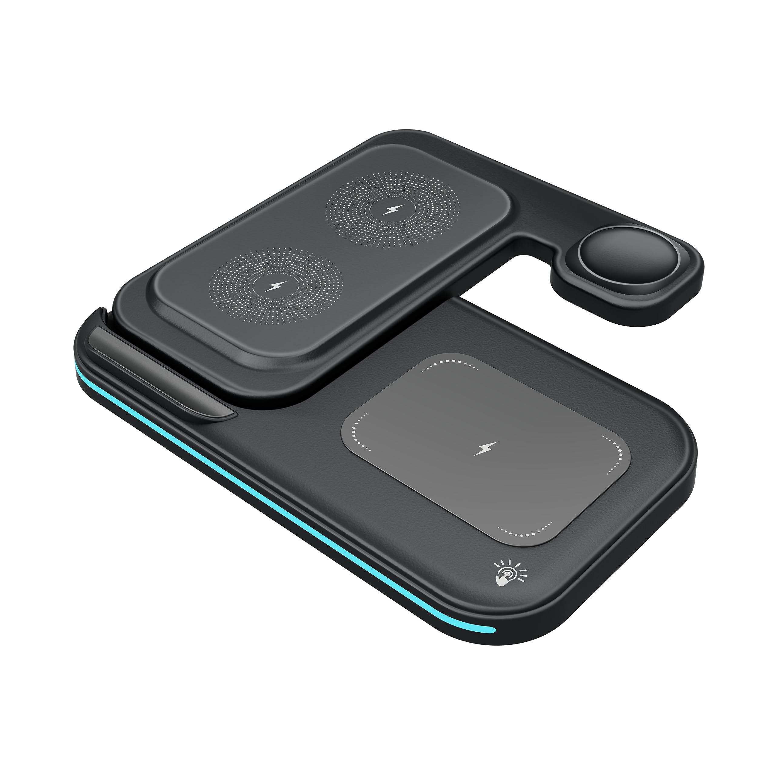 MMOBIEL Bezprzewodowa Stacja Ładująca kompatybilna z iPhone, Apple Watch i AirPods - Bezprzewodowa podstawka ładująca 3 w 1-15 W Premium - Stacja Dokująca do Szybkiego Ładowania - Czarna