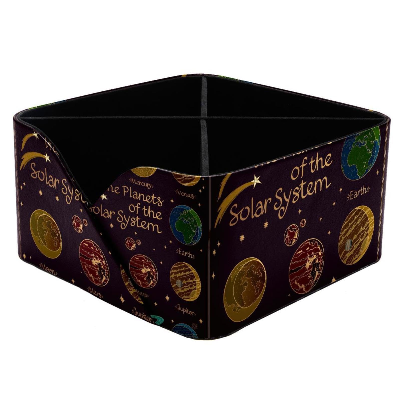 KengjuTesu Solar System Planets and Satellites Desktop Organizer Pen Holder, Rectangular Pencil Cup for Office, Study and Makeup Stations