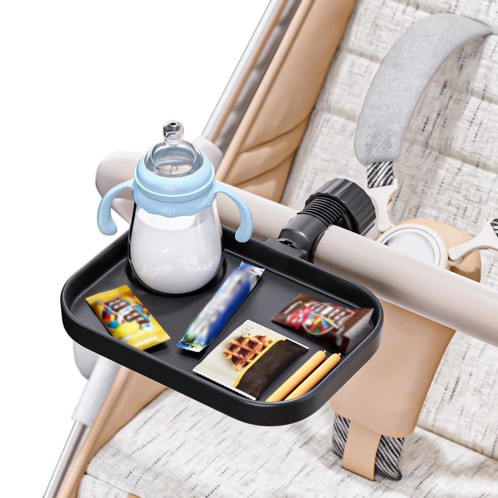 KDD Stroller Cup Holder with Snack Tray, 2 -in-1 Universal Stroller Tray for Stroller, Bike, Walker, Wheelchair