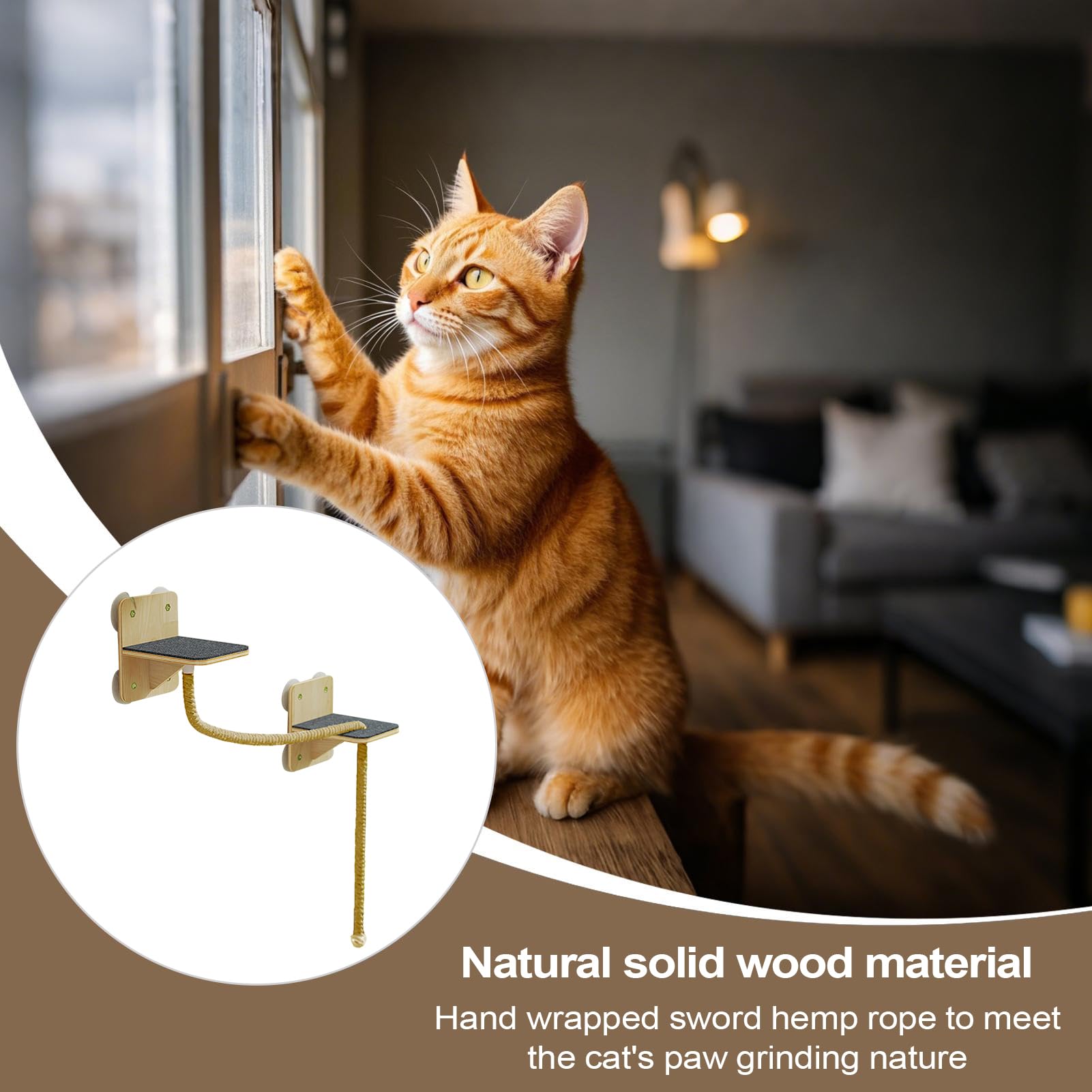 Wandregale Für Katzen-Platzsparendes Wandregal für Katzen mit Halterung,Kletterwand mit Liegeplatz, Kratzfunktion, Stufen als Fensterplatz für Haus