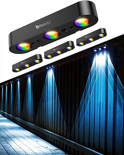 Luces solares para valla, paquete de 4 luces para valla al aire libre, alimentadas por energía solar, luces RGB mejoradas de 50 lm con control de