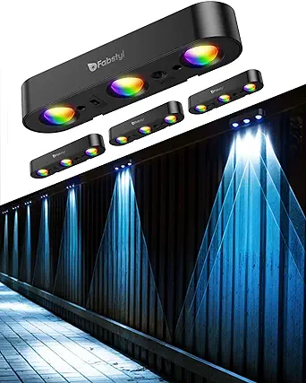 Solar Outdoor Fence Lights, 4 Pack, RGB, 10 Modes, IP65 Waterproof