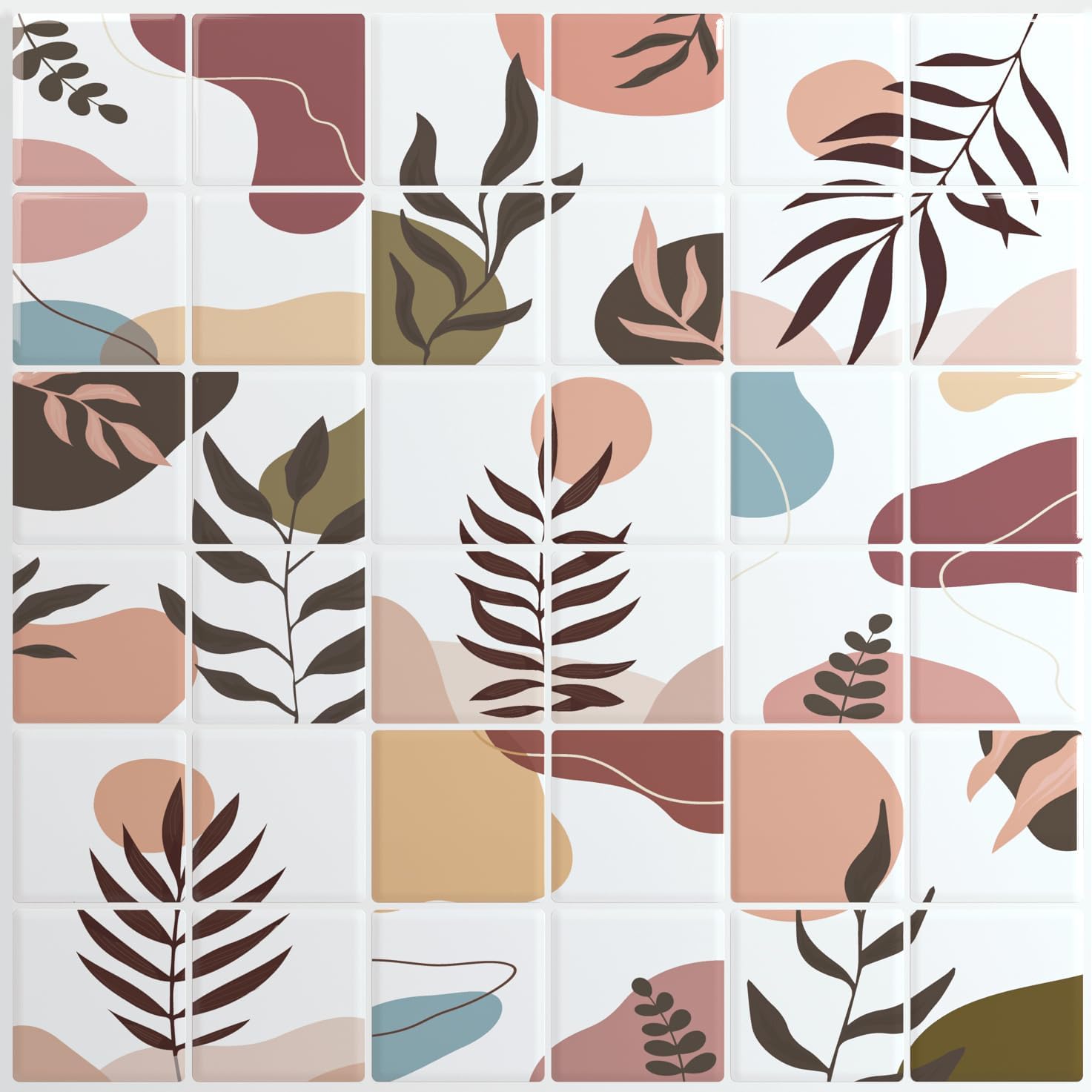 VaryStyle 18-Sheet Peel and Stick Backsplash 3D Wall Tiles Mosaic Boho Art Decor Self Adhesive Waterproof Bathroom Back Splash Renter Friendly Removable Stick on Tiles for Kitchen Shower Wall 12"x12"