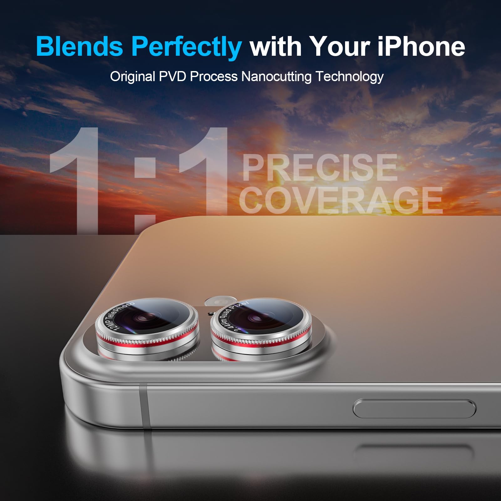 X-it Paquete de 2 protectores de lente de cámara para iPhone 16 Plus/iPhone 16, grado militar, inastillable, resistente a arañazos y desgaste, ultra HD 9H, protector de lente de cámara para iPhone