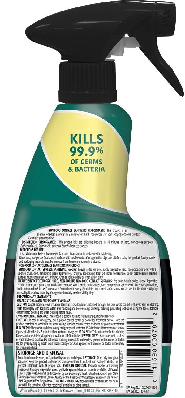 Weiman Disinfectant Granite Daily Clean & Shine - 12 fl oz (2 Pack) Safely Clean Disinfect and Shine Granite Marble Soapstone Quartz Quartzite Slate Limestone Corian Laminate Tile Countertop : Health & Household