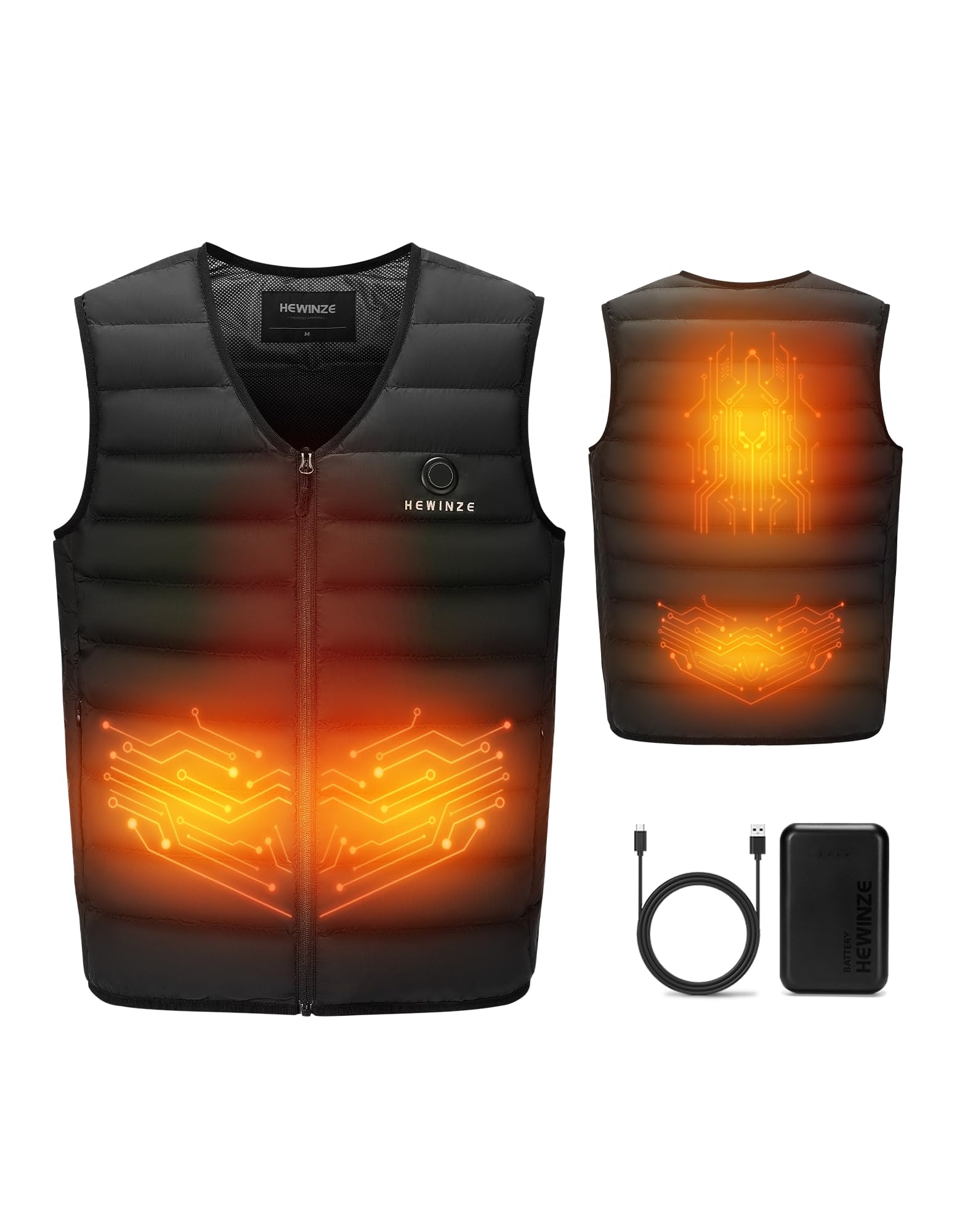 HEWINZE Podgrzewany Gilet dla Mężczyzn Kamizelka Heat z Baterią 7.4V Podgrzewana Kamizelka