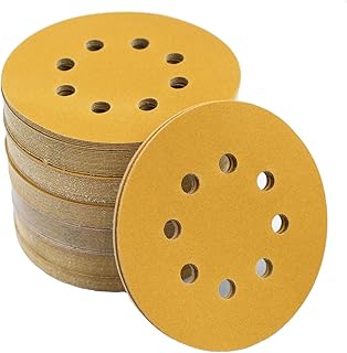 5-Inch 8-Hole Hook and Loop Sanding Discs 220-Grit Random Orbit Sandpaper, 100-Pack