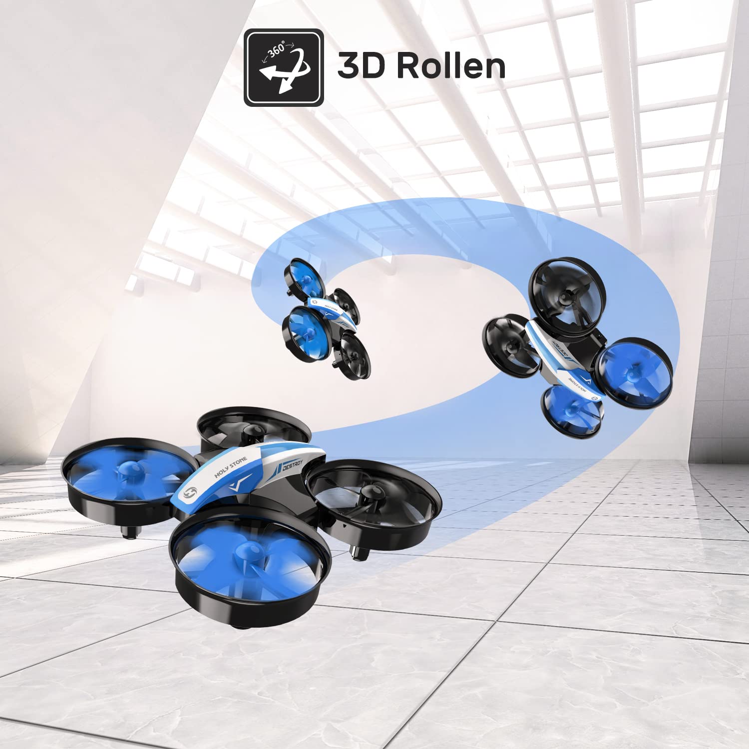 Holy Stone HS210F Mini Drone pour Enfants, 2-en-1 d'intérieur RC Quadcopter avec Lumières LED, Mode d'atterrissage et de vol, 3D Flip, Modulaire Batterie Sécurisée Jouet Cadeau pour Garçons Filles
