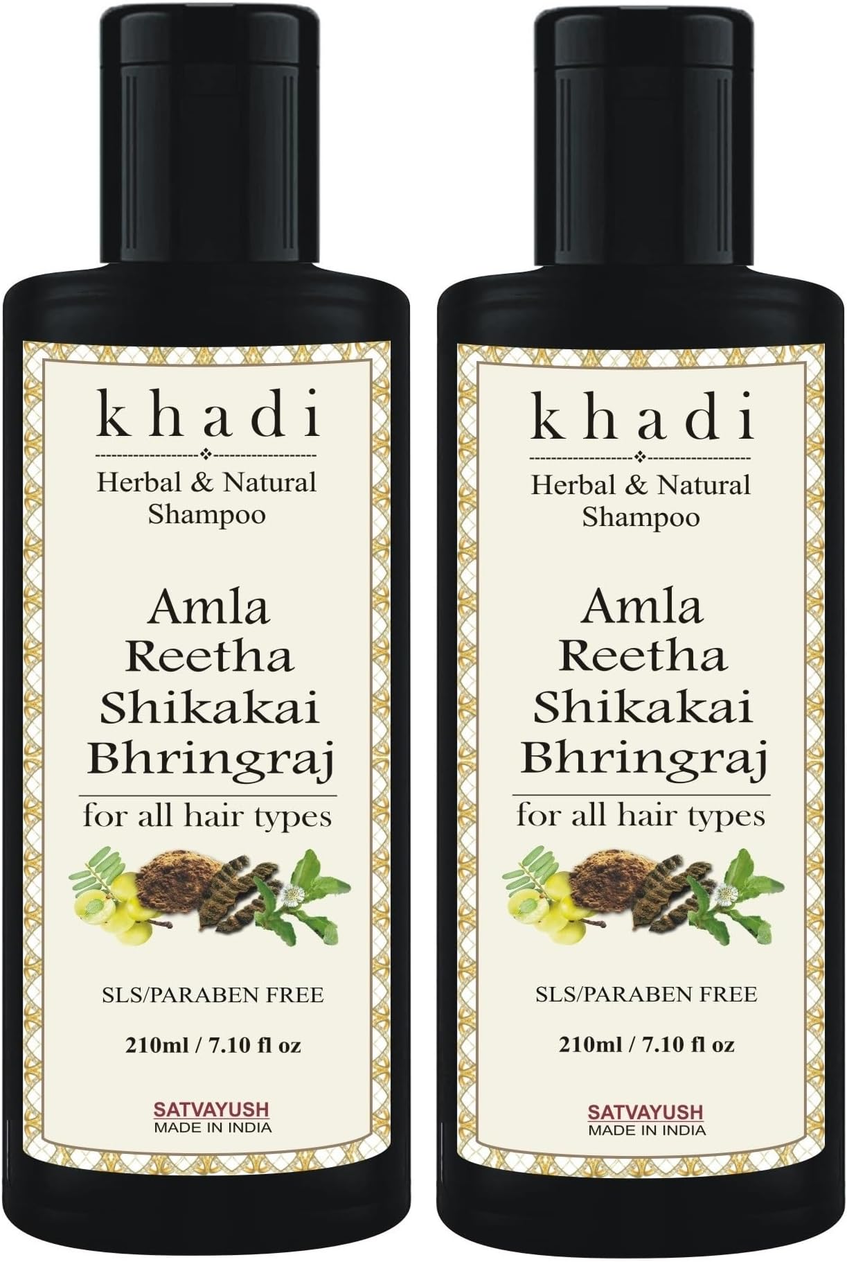 Khadi Amla Reetha Shikakai Bhringraj SLS-Paraben free Ayurvedic Shampoo Anti Dandruff -420 ml