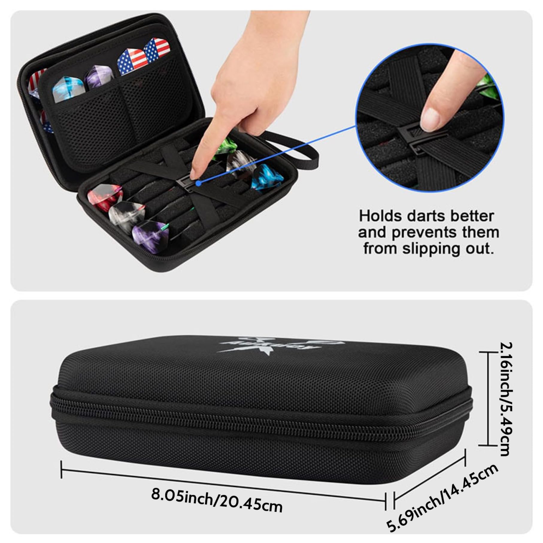 Étui De Transport Pour Fléchettes – Capacité 12 Fléchettes, En EVA Rigide, Poche Filet, Boucle Extérieure, Protection Anti-chocs Pour Acier Et Souple