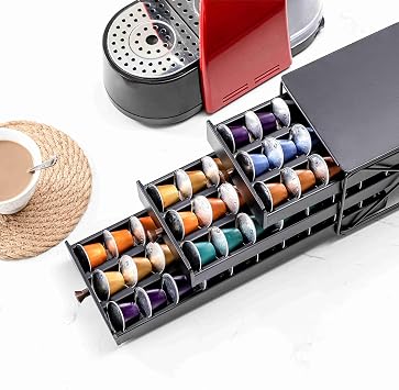 ZCDCP Coffee Pod Holder Drawer Storage, Compatible with Nespresso Originaline pod, Office Kitchen Counter Organizer (90 pods-3tiers)