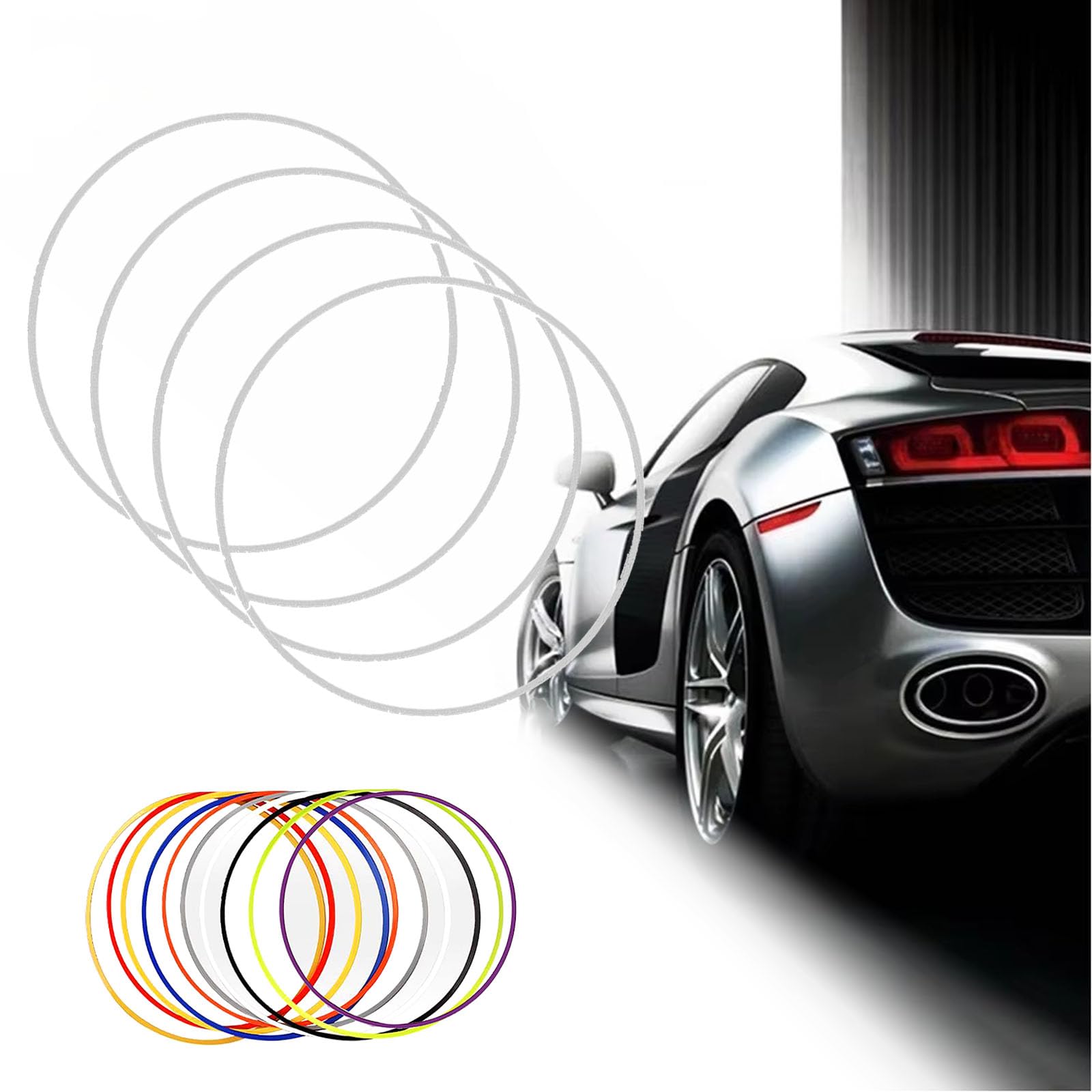 Protezione Universale per Cerchi in Lega (15-22''), 4 Pezzi di Protezione per Cerchi Auto, AntiGraffio E Stabile | Facile da Installare/Incollare | Resistente alla Rottura,17inch,Silver