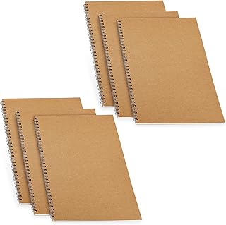 MANCHAP 6 Pack A3 Spiral Bound Landscape Sketchbook, 60 Pages/30 Sheets Art Sketchbook, 160gsm A3 Hardback Drawing Pad with Kraft Cover for Sketching Drawing