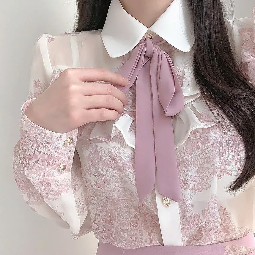 Camisas formales con volantes y pajarita para mujer