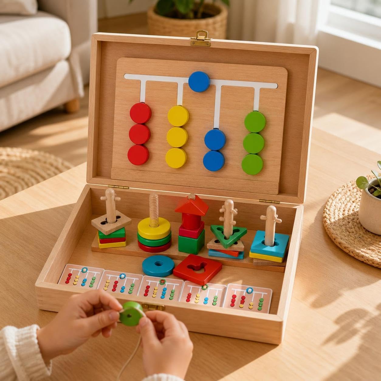 Pädagogisches spielzeug, Buche + bunte Stapelsäulen