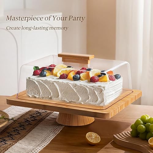 Miniatura 32 de HABIBEE 6-in-1 Soporte multifuncional de acrílico con cúpula para servir pasteles, 12 pulgadas