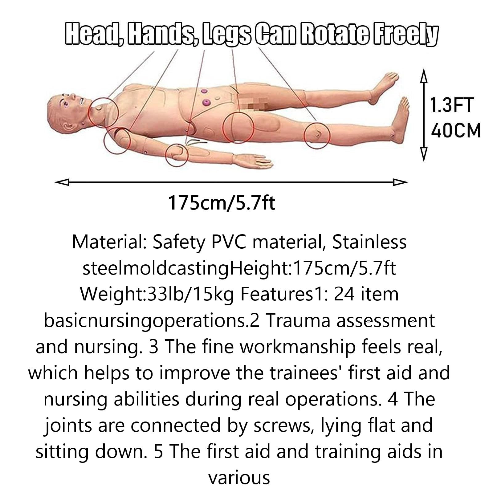 Patientenpflege-Männchen-Training, anatomisches menschliches Modell-Training, CPR-Simulator Basic, Ganzkörper-Trainings-Mannequin, für Studenten, die in der Krankenpflegeausbildung unterrichten.
