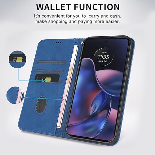 Miniatura 5 de Funda tipo cartera para Motorola Edge 2022 de 6.6 pulgadas - Funda con tapa para Moto Edge 2022 Magnético fuerte Funda tipo folio de cuero PU con