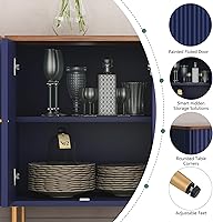 Vista 5 de HLR Sideboard Buffet Cabinet, 48" Modern Accent Cabinet with 4 Door and Removable Shelves, Credenza with Storage for Living Room, Dinning Room