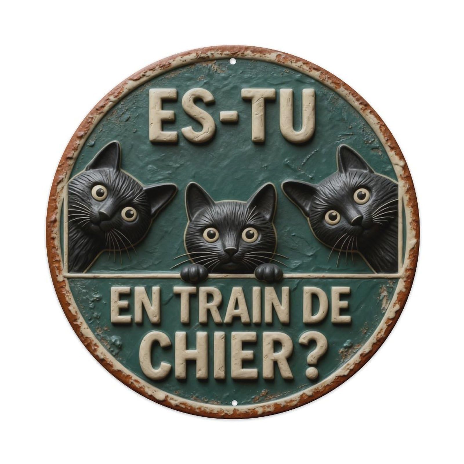 Zlatcbu Vintage Three Black Cats Peeking Question Mark Metal Tin Sign Retro Wall Art Poster, Decor For Home Living Room Bar Cafe Garage, 8X8 Inch
