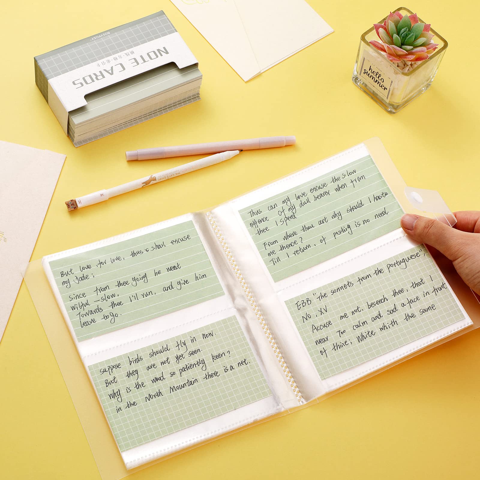 4x6 Index Cards 2-Pack Clear Plastic Index Card Holders - 80 Pages, Holds  160 Cards, 4x6 Inch, Binder Style For Organization