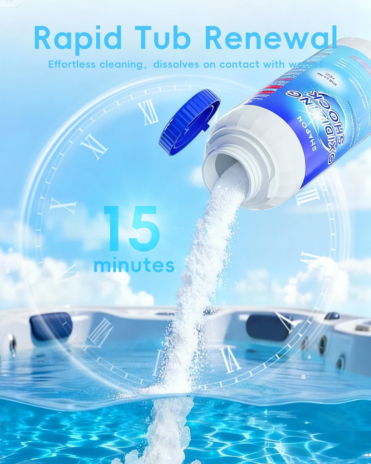 32 Oz Non-Chlorine Hot Tubs Shock, Spa Oxidizer for Clean Water (2 Pack)