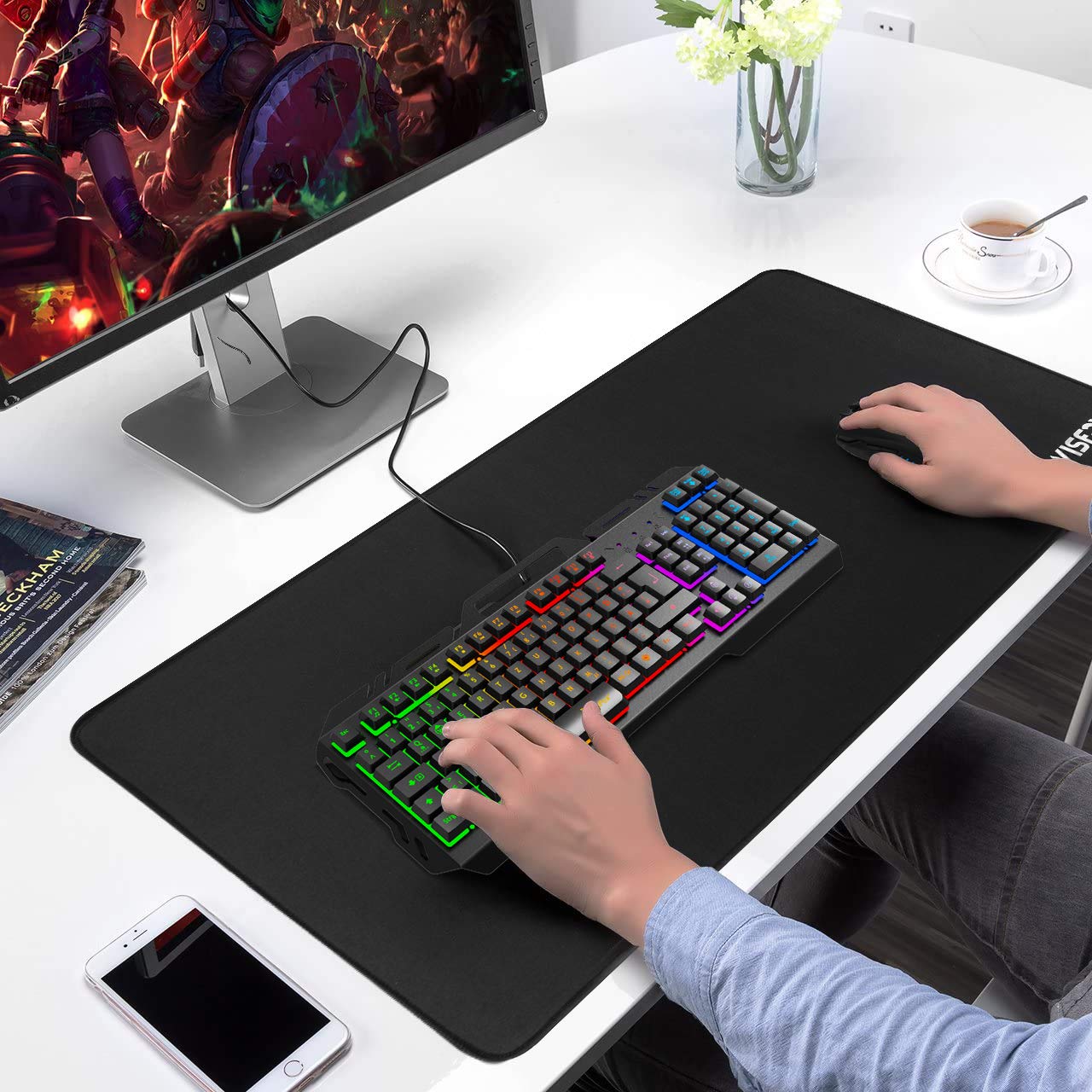 Tapis Souris ITNRSIIET 260x210mm - Tissu Lycra Avec Bords Cousus - Base Caoutchouc Antidérapante