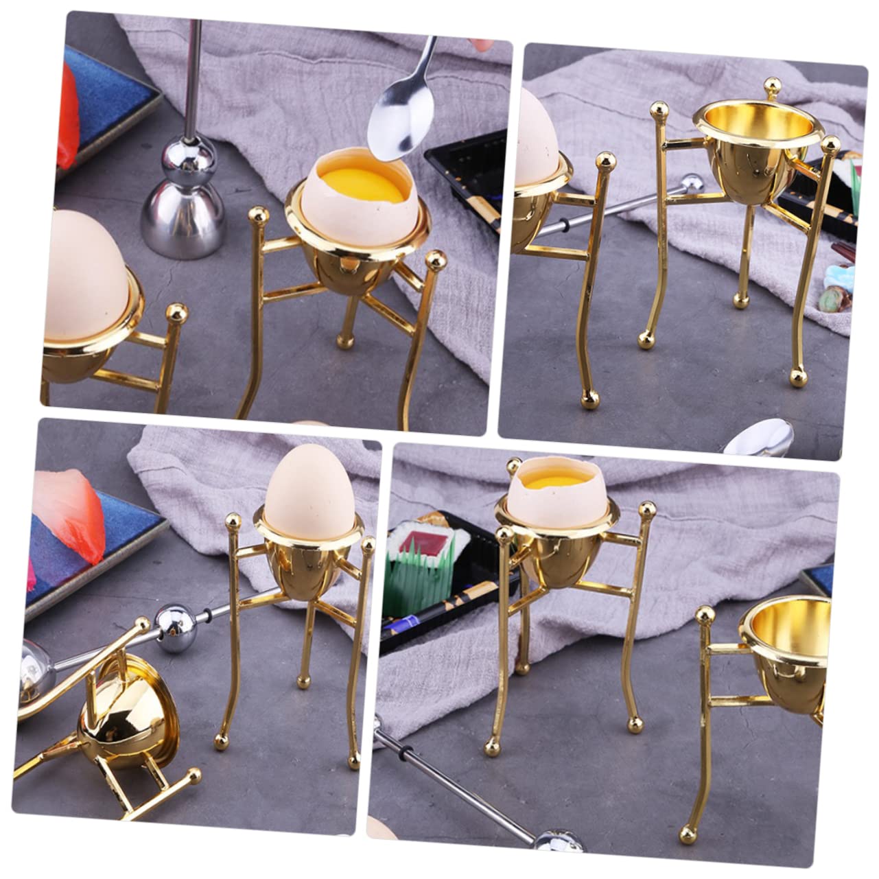 MAGICLULU 3pièces Support Œufs Cuivre Doré Porte-œufs Triangle Cuivre Pur Accessoire De Décoration De Cuisine Et Salle à Manger