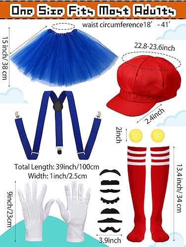 Miniatura 2 de Disfraz de hermanos para adultos, accesorios de disfraz de Halloween, sombreros, bigote, guantes, tirantes, Halloween, cosplay