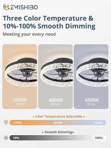 Miniatura 5 de ZMISHIBO Ventiladores de techo con luces, ventilador de techo de perfil bajo con luz y control remoto, ventilador de techo empotrado, reversible,