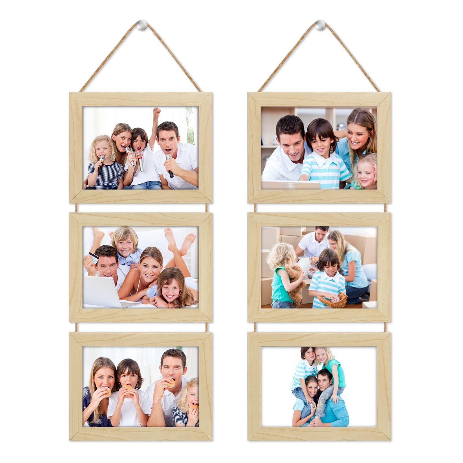 Cadres photo avec ficelle pour plusieurs photos en bois naturel