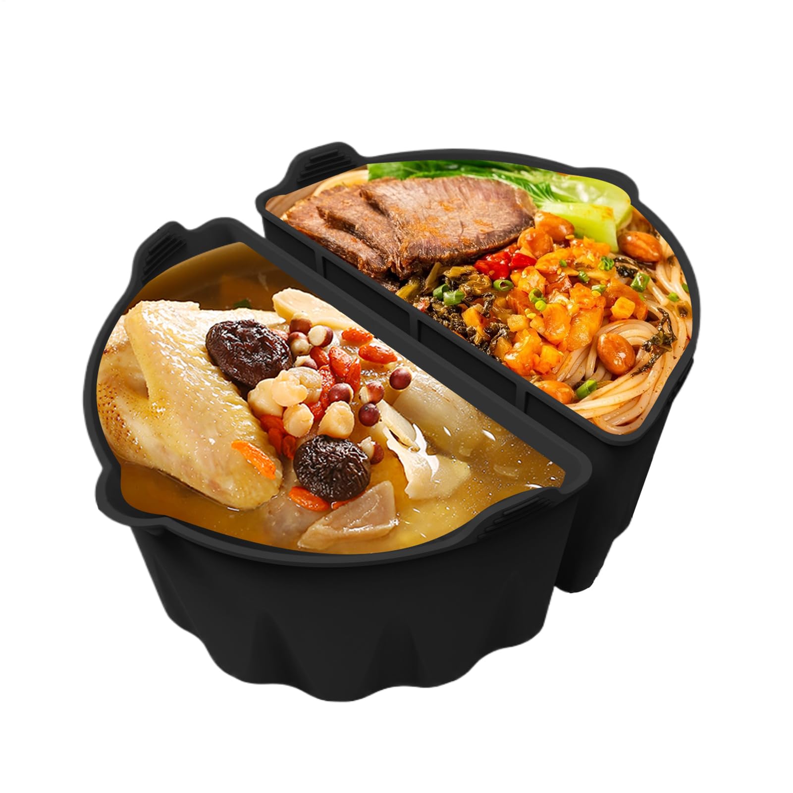 Divider Insert for Slow Cooker, 1 Pair of Kitchen Utensils, Reusable Silicone Separator Insert for Slow Cooker, For Meat, Soups, Chicken, Fish, Potatoes, Tomatoes, Family Reunion