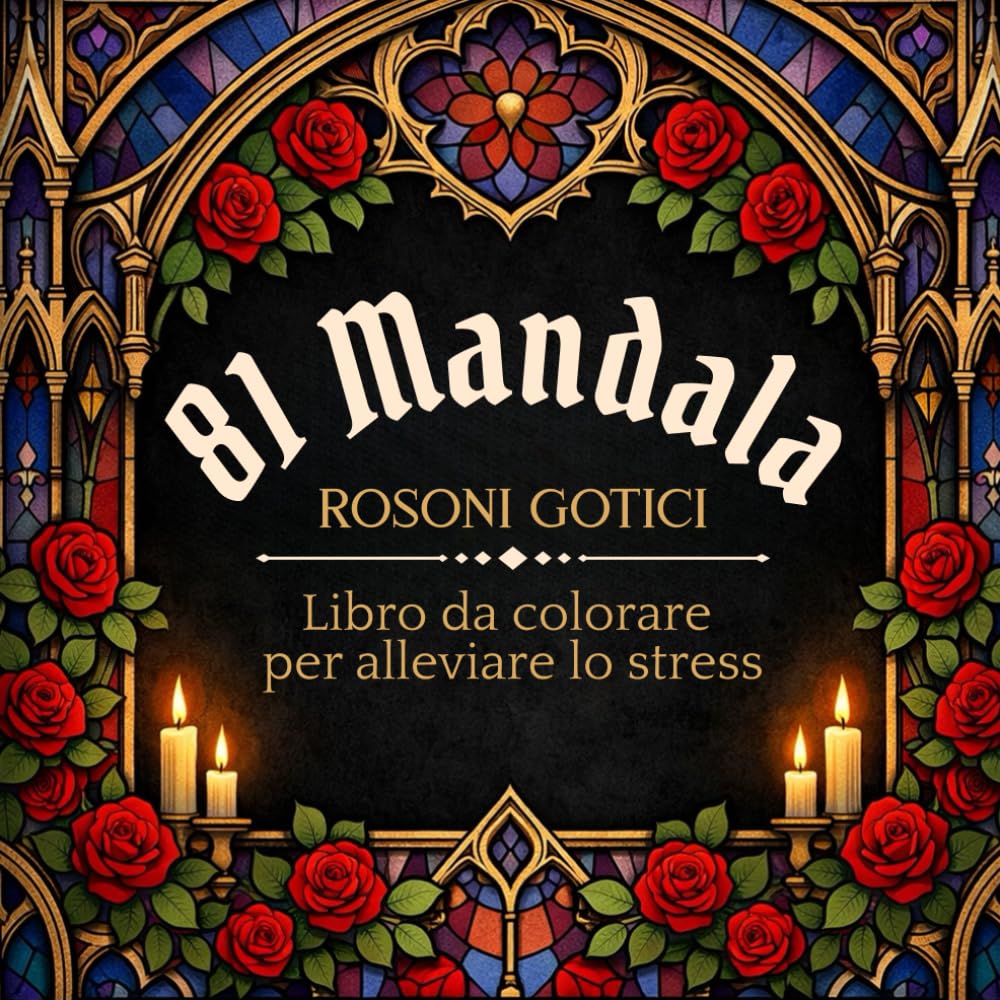 81 Mandala Rosoni Gotici: Libro da colorare per adulti, per rilassarsi e per staccare la mente dallo stress quotidiano