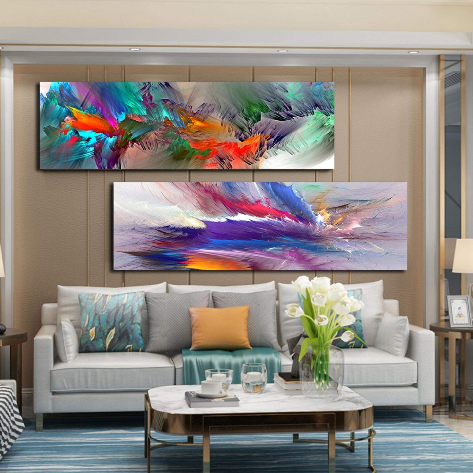 Affiches et impressions abstrait bleu violet pour habiller un grand mur de salon