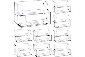 2 Tier Business Card Holder - Acrylic Clear Plastic Card Organizer for Home and Office