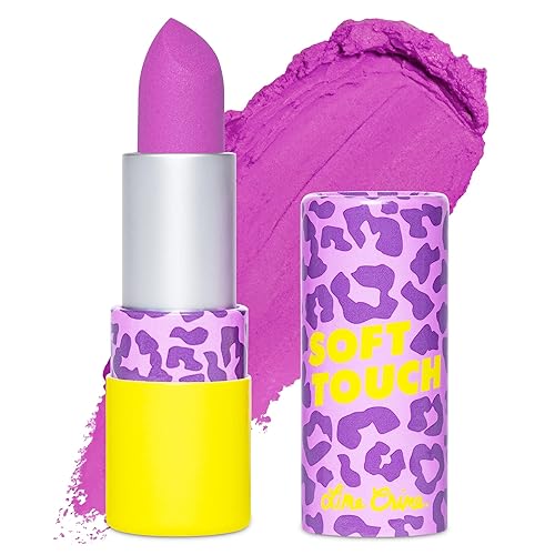 Lime Crime Lápiz labial mate Soft Touch Comfort, fucsia flare (fucsia brillante), tonos retro coquetos, cobertura completa, forro de labios y