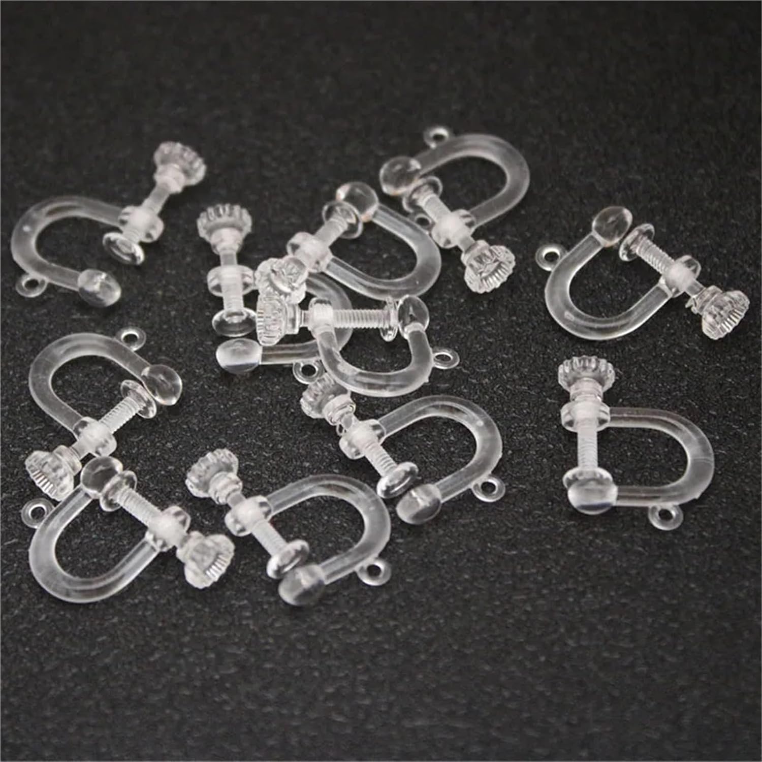 Clip On Earring Backs 50/30Pcs Transparent Resins Screw Ear Clips Earrings Findings Plastic Earring Connectors DIY Jewelry Accessories(30pcs)