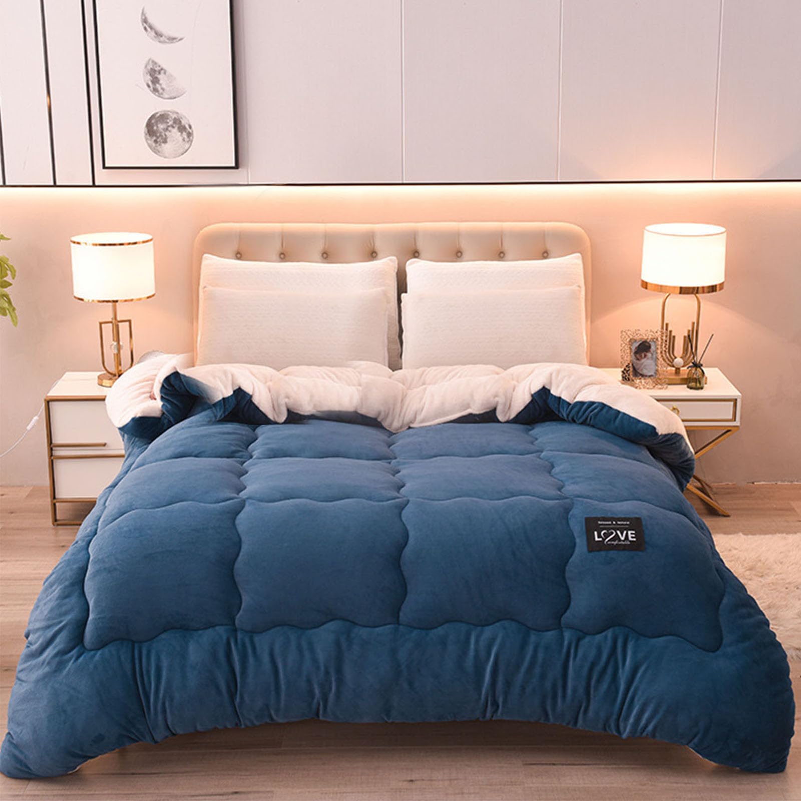 Couette d'hiver 150x200 cm bleu nuit en fibre thermique de qualité supérieure