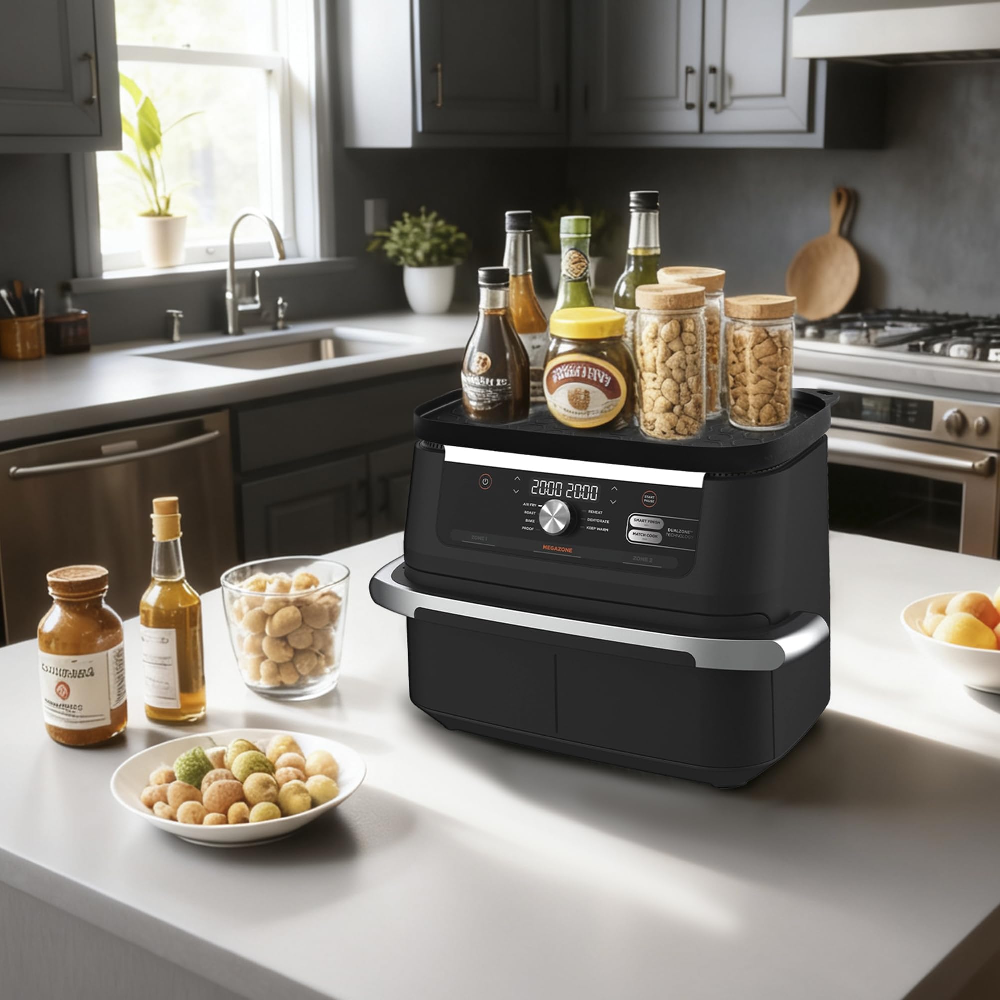 Pietuley Ninja AF400EU AF500EU AF451EU Frytkownicy Na Gorące Powietrze Akcesoria do Ninja Foodi Max Dual Zone 9,5 L-10,4 L, Air Fryer Półka do Przechowywania, Ninja DZ401 Mata Silikonowa
