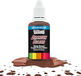 U.S. Art Supply Ready to Spray Opaque Dark Brown Acrylic Airbrush Paint - 1oz Bottle, Professional Grade Non-Toxic Water-Based Colors for Vibrant & Permanent Results
