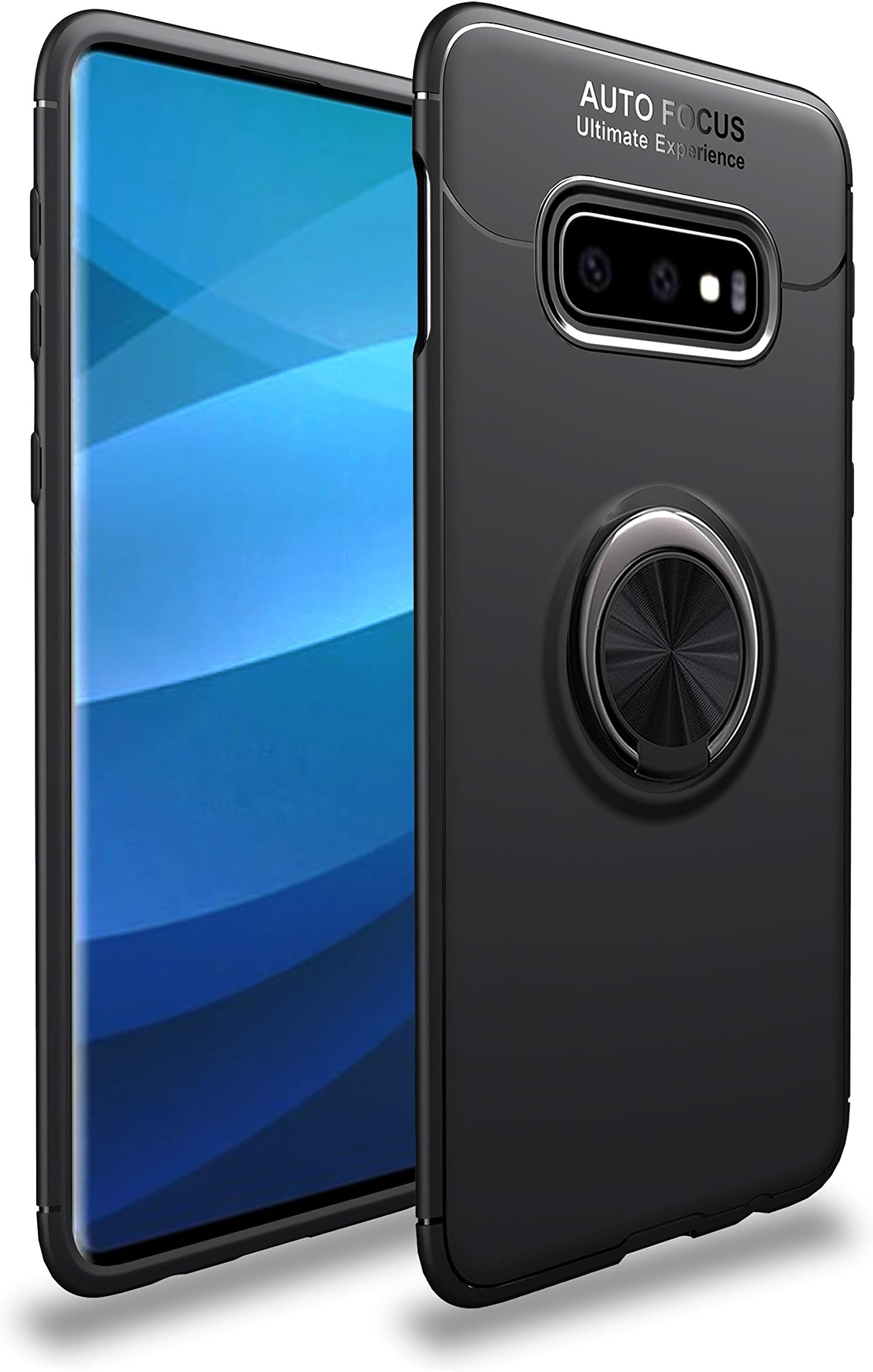 HXC Case for Samsung Galaxy S10e Soft TPU Material Suitable for Automotive Magnet Brackets Invisible Ring Bracket Multi-Function Protective Shell (Black)