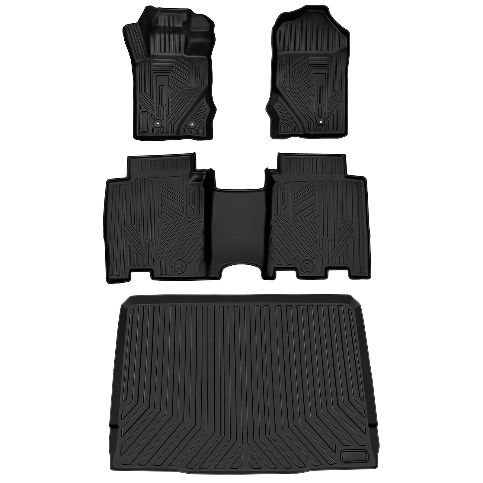 Peleus Car Floor Mats Cargo Mats for Ford Bronco 4 Door 2021-2024 Laser Cut Custom Fit Car Mats All Weather TPE Truck Floor Mats Floor Liners Cargo Liners for Bronco Accessories 2024-4 Piece