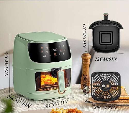 Miniatura 2 de Freidora de aire, freidora de aire compacta inteligente de capacidad de 8 litros, freidora de aire visible de múltiples engranajes, tecnología de