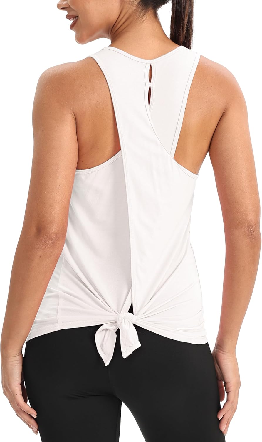 Mippo Workout Tops for Women Open Back Shirts Athletic Gym Clothes Sleeveless Tank Tops Loose Fit