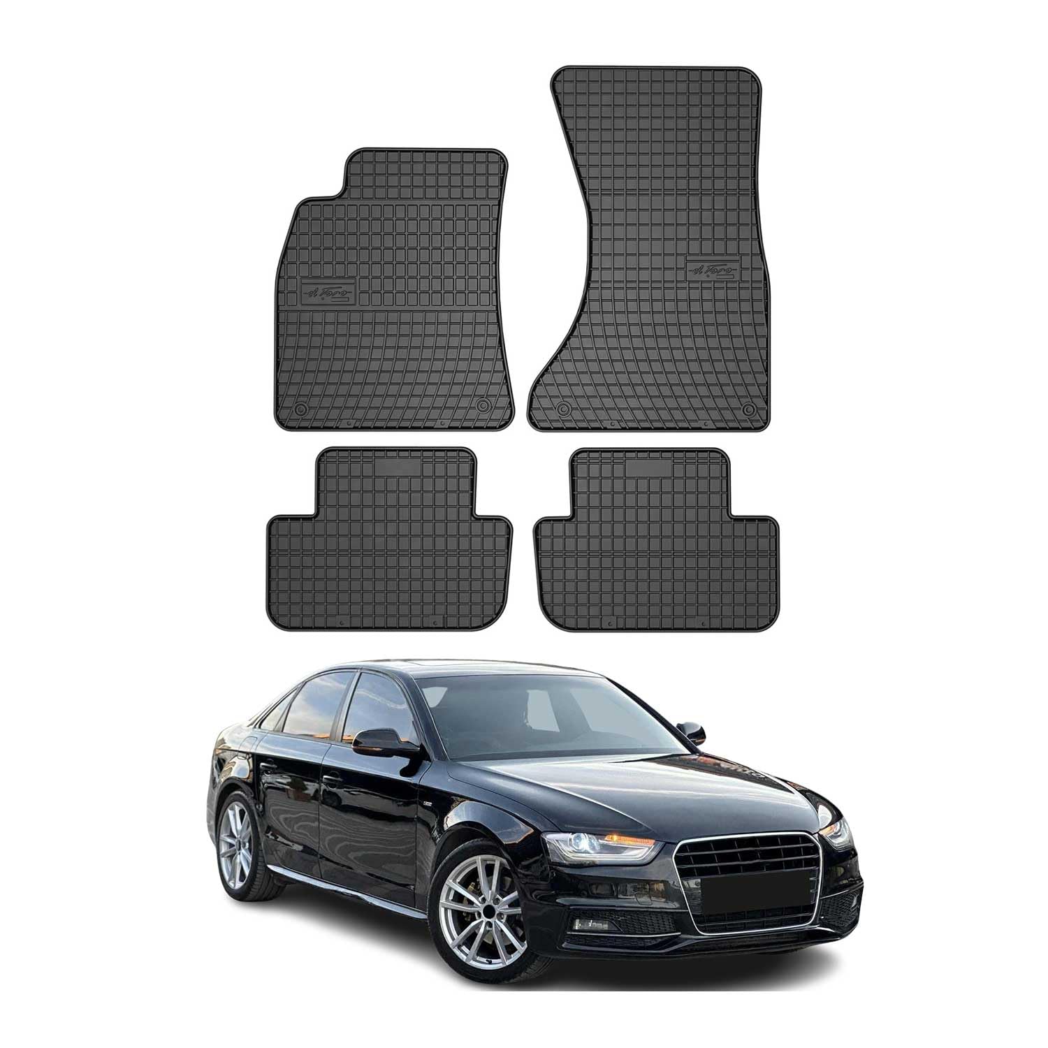 OMAC Fußmatten für Audi A4 Limo Avant Allroad B8 2007-2016 Gummi 4X Schwarz