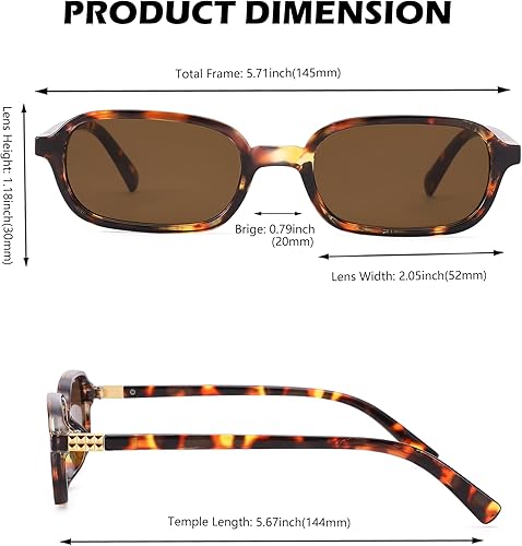 Miniatura 4 de NULOOQ Lentes de sol rectangulares retro para mujer, lentes de sol de moda de los años 90 con marco cuadrado estrecho