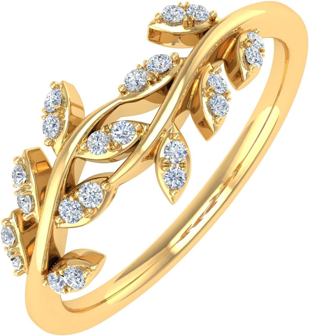 10K Gold Diamond Nature Wedding Band (0.15 Carat)