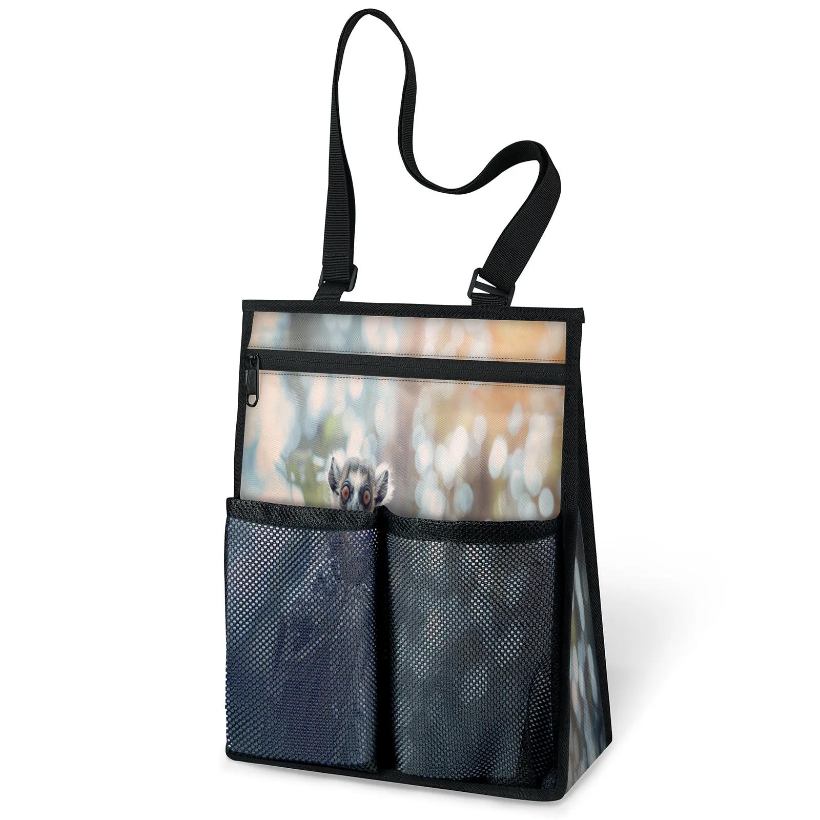 Ourtheme Ring Tailed Lemur Portable Shower Bag for Travel Gym Camp Beach Tote Shower Caddy Bags Hanging Toiletry
